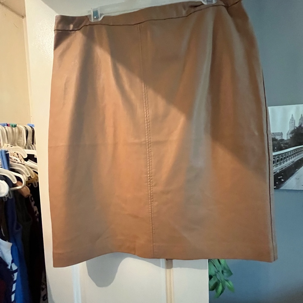 Camel color faux leather skirt